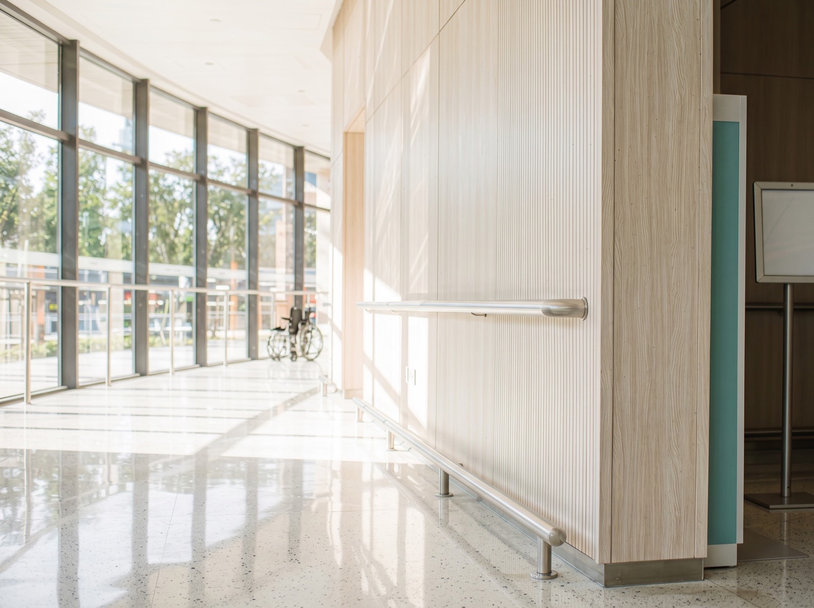 Corridor of a modern hospital imaging centre